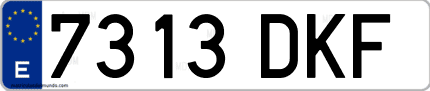 Ejemplo de matrícula de coche ordinaria 7313 DKF