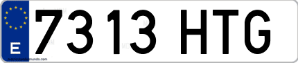 Ejemplo de matrícula de coche ordinaria 7313 HTG