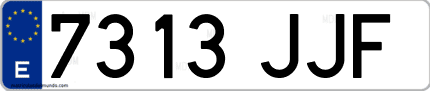 Ejemplo de matrícula de coche ordinaria 7313 JJF