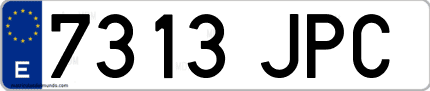 Ejemplo de matrícula de coche ordinaria 7313 JPC
