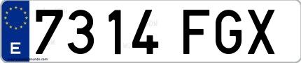 Ejemplo de matrícula española 7314 FGX