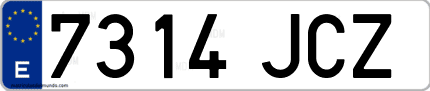 Ejemplo de matrícula de coche ordinaria 7314 JCZ