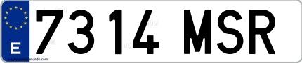 Ejemplo de matrícula española 7314 MSR