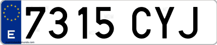Ejemplo de matrícula de coche ordinaria 7315 CYJ