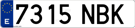 Ejemplo de matrícula de coche ordinaria 7315 NBK