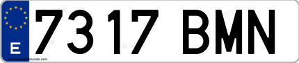 Ejemplo de matrícula de coche ordinaria 7317 BMN