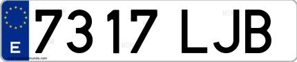 Ejemplo de matrícula española 7317 LJB