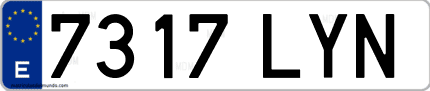 Ejemplo de matrícula de coche ordinaria 7317 LYN