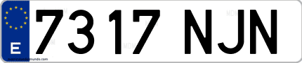 Ejemplo de matrícula de coche ordinaria 7317 NJN