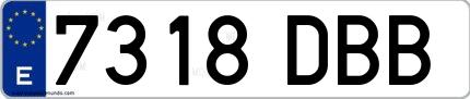 Ejemplo de matrícula española 7318 DBB