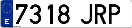 Ejemplo de matrícula de coche ordinaria 7318 JRP