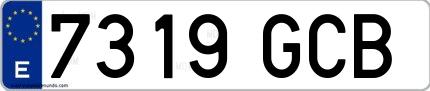 Ejemplo de matrícula española 7319 GCB
