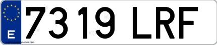 Ejemplo de matrícula española 7319 LRF