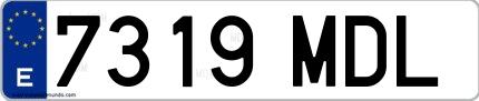 Ejemplo de matrícula española 7319 MDL