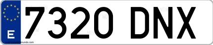 Ejemplo de matrícula española 7320 DNX