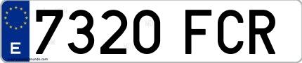 Ejemplo de matrícula española 7320 FCR