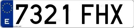 Ejemplo de matrícula española 7321 FHX