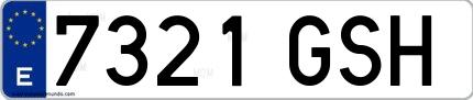 Ejemplo de matrícula española 7321 GSH
