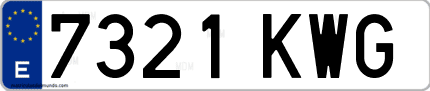 Ejemplo de matrícula de coche ordinaria 7321 KWG