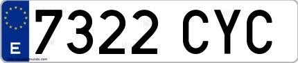 Ejemplo de matrícula española 7322 CYC
