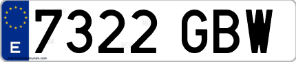 Ejemplo de matrícula de coche ordinaria 7322 GBW