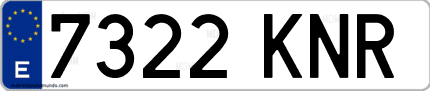 Ejemplo de matrícula de coche ordinaria 7322 KNR