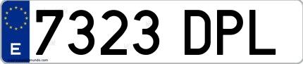 Ejemplo de matrícula española 7323 DPL