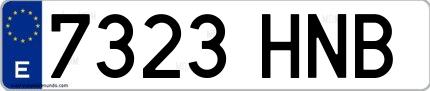 Ejemplo de matrícula de coche ordinaria 7323 HNB