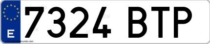 Ejemplo de matrícula española 7324 BTP