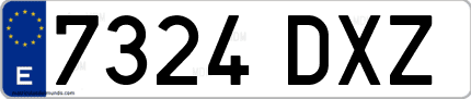 Ejemplo de matrícula de coche ordinaria 7324 DXZ