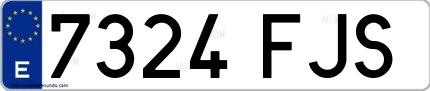 Ejemplo de matrícula española 7324 FJS
