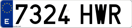 Ejemplo de matrícula de coche ordinaria 7324 HWR