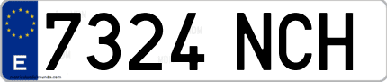 Ejemplo de matrícula de coche ordinaria 7324 NCH
