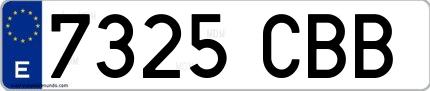 Ejemplo de matrícula española 7325 CBB