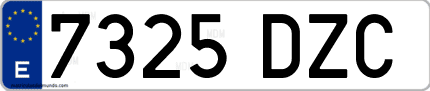Ejemplo de matrícula de coche ordinaria 7325 DZC