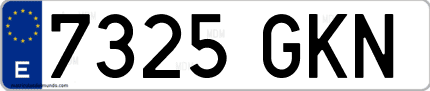 Ejemplo de matrícula de coche ordinaria 7325 GKN