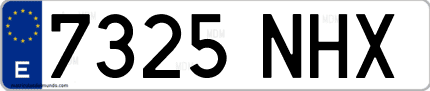 Ejemplo de matrícula de coche ordinaria 7325 NHX