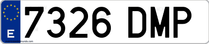 Ejemplo de matrícula de coche ordinaria 7326 DMP