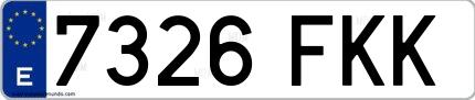 Ejemplo de matrícula española 7326 FKK