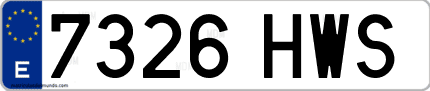 Ejemplo de matrícula de coche ordinaria 7326 HWS