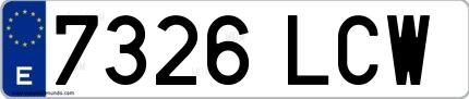 Ejemplo de matrícula española 7326 LCW