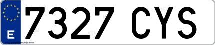 Ejemplo de matrícula española 7327 CYS