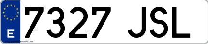 Ejemplo de matrícula española 7327 JSL