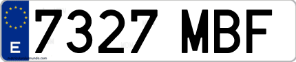Ejemplo de matrícula de coche ordinaria 7327 MBF