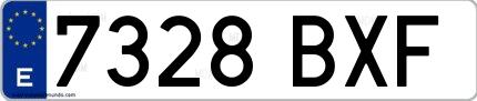 Ejemplo de matrícula española 7328 BXF