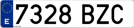 Ejemplo de matrícula de coche ordinaria 7328 BZC