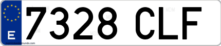 Ejemplo de matrícula de coche ordinaria 7328 CLF