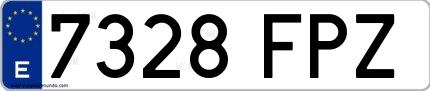 Ejemplo de matrícula española 7328 FPZ