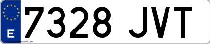 Ejemplo de matrícula española 7328 JVT