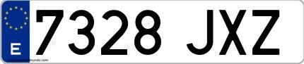 Ejemplo de matrícula española 7328 JXZ